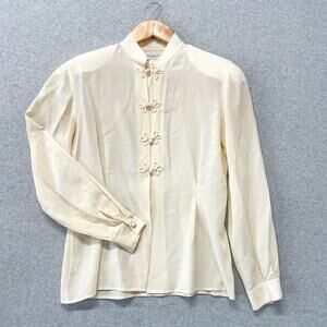 Office Siren Rachel Friends Vintage Jones New York Women's Silk Cream Top Size 4
